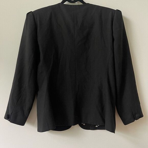 Executive Collection Women's Button-Front Eyelet Accent Black Long Sleeve Size L - Picture 2 of 7